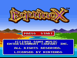 Equinox title screen for Super Nintendo